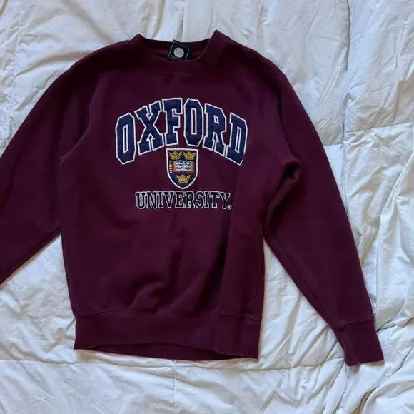 Official oxford university crewneck sweatshirt sz xs burgundy dark academia prep - Picture 7 of 8